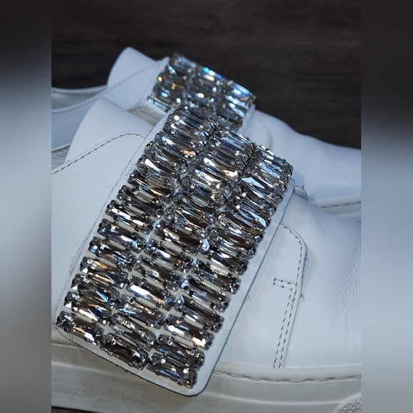 ZCD Montreal Italian Crystals White Leather Bling ASO Jennifer Lopez 37 US 6.5 - Picture 15 of 16